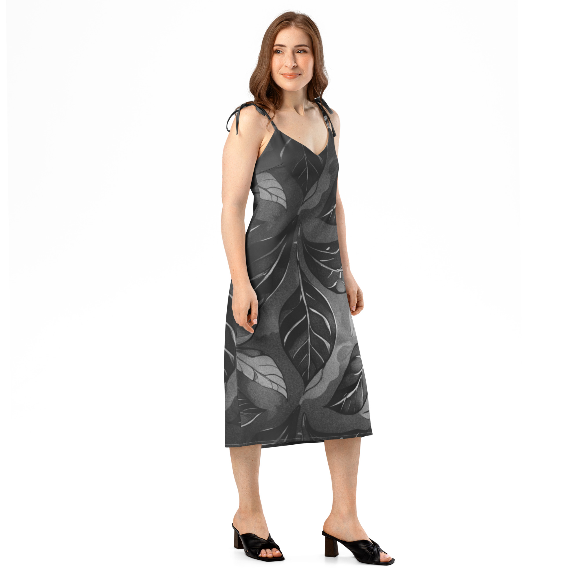 Tie-strap midi dress - Gambar 4